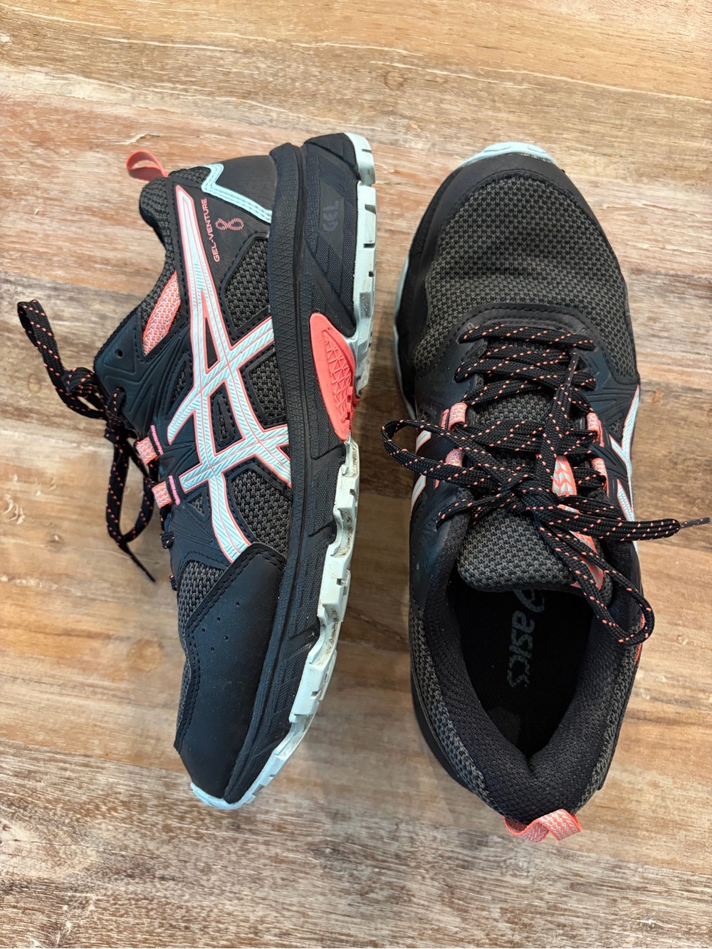 ASICS Gel Venture 8 Trail Running Shoes Women’s US 8 Black Coral Blue Hiking